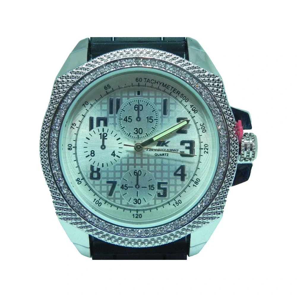 Techno King Watch‎ Mens Black Silicone Band Fashion Dressy Party Hip Hop NEW